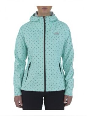 The North Face HyVent 2.5L Hooded Rain Jacket Aqua Floral Waterproof Hiking LG